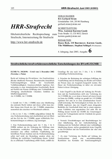 HRRS-Ausgabe Juni 2003