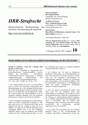 Titelbild Ausgabe 10/2003