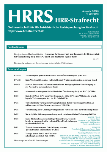 Titelbild Ausgabe 9/2005