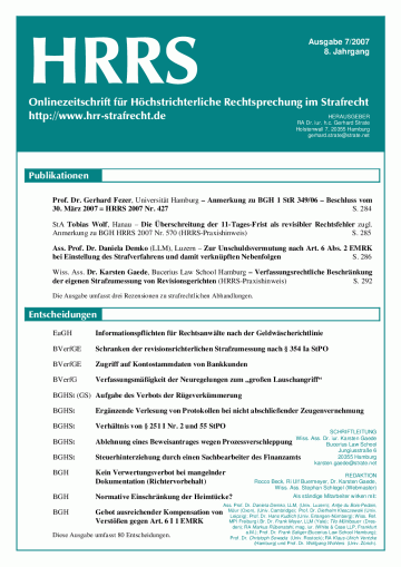 Titelbild Ausgabe 7/2007