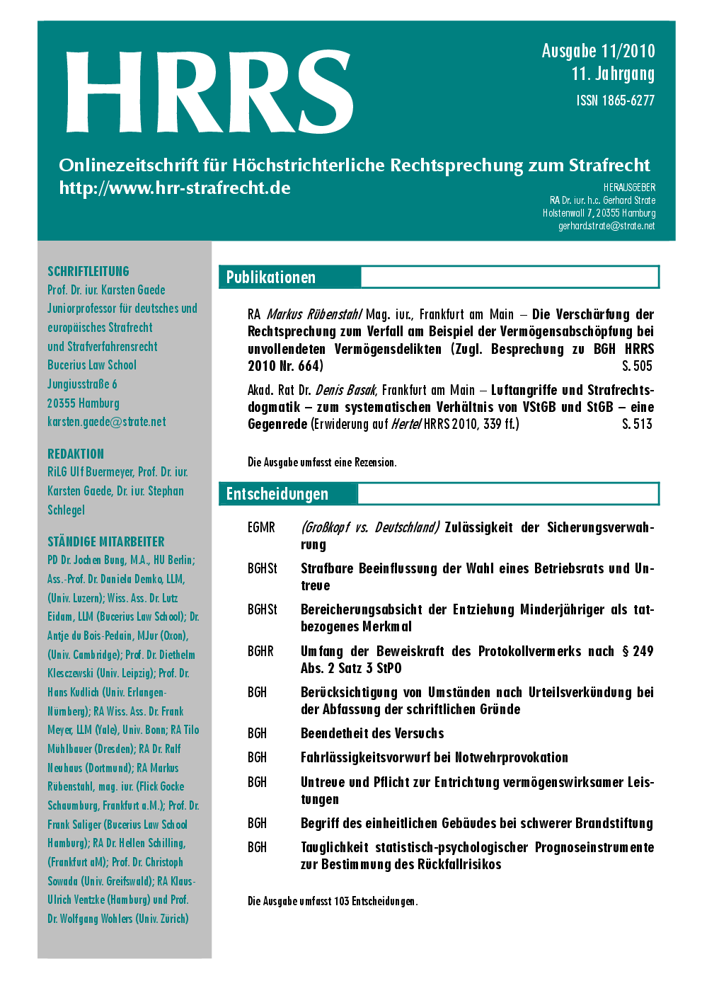 Titelbild Ausgabe 11/2010