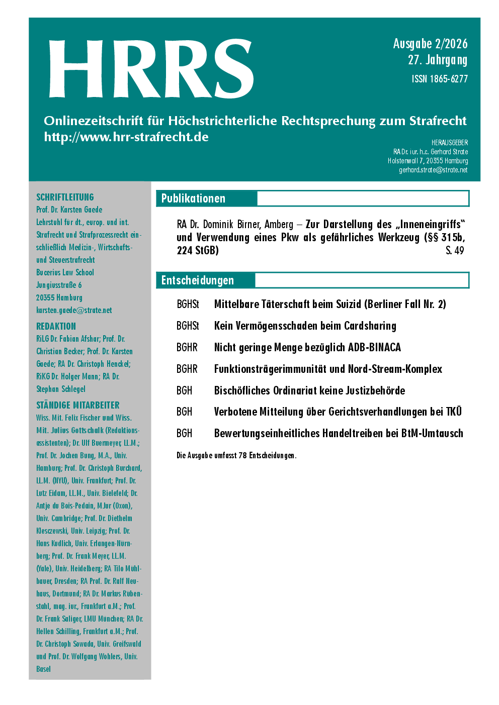 Titelbild Ausgabe 2/2026